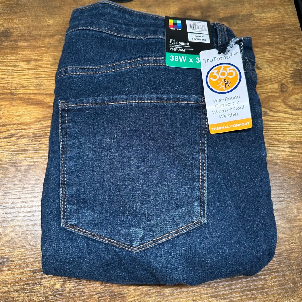 UB Tech Mens Flex Denim TruTemp 365 Straight Leg Jeans Med Dark 38x34 Y36PUAM